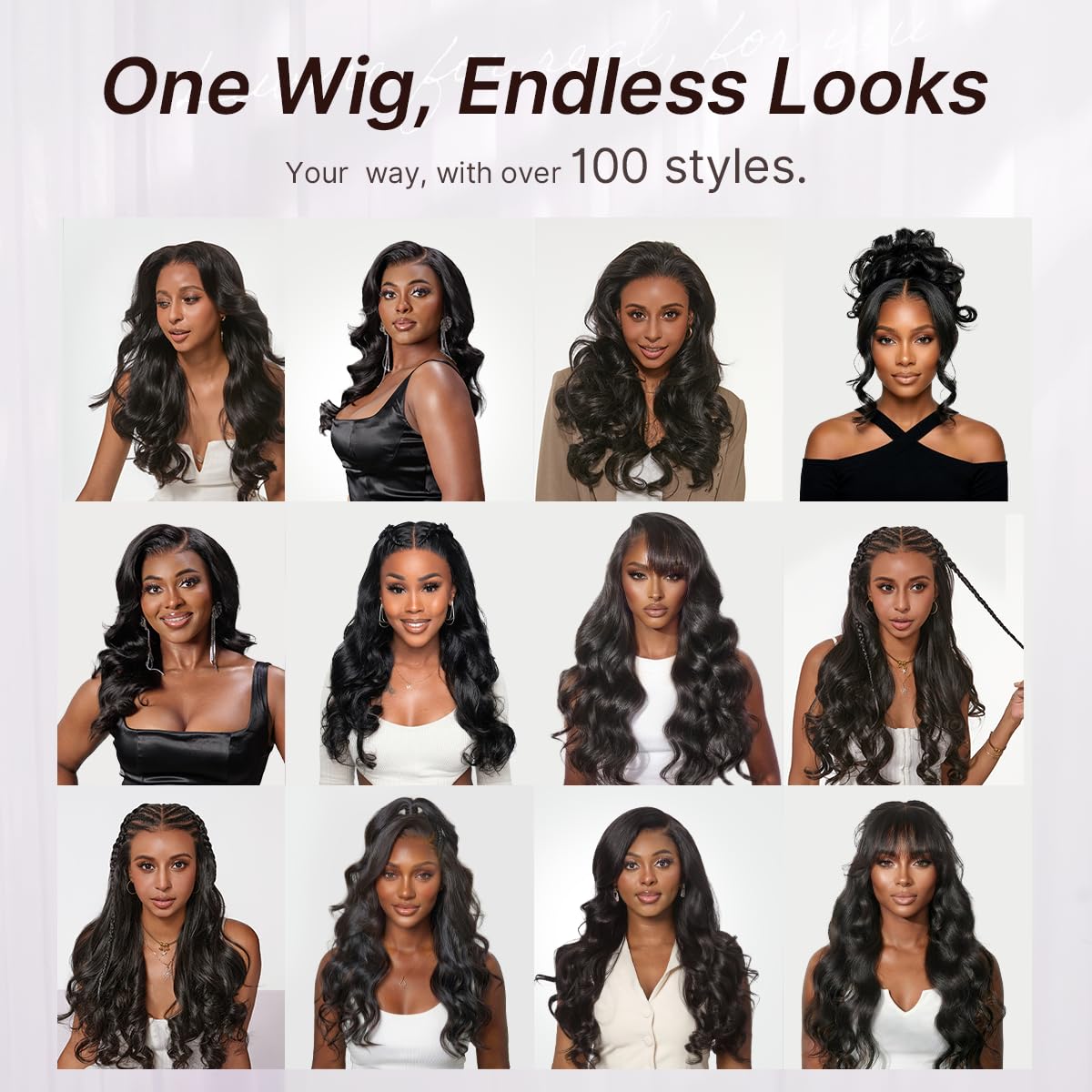 LUVME HAIR 24" glueless 7x6 HD lace wig, 200% density, loose body wave, pre-cut lace.