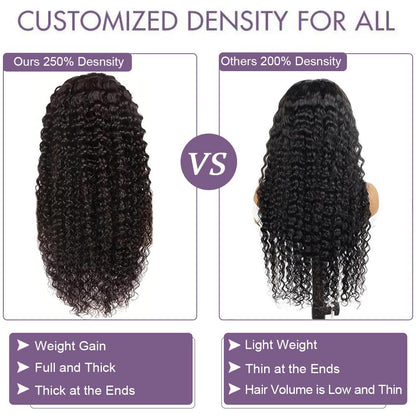 KRKRYQ 40" deep wave 13x6 lace front wig, 250% density, glueless, human hair.