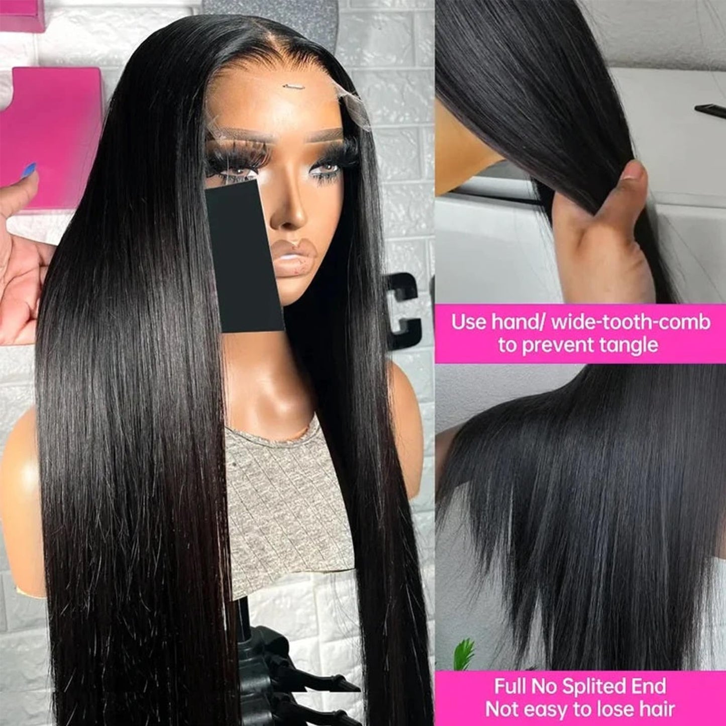 Lemoda 30" straight 13x6 lace front wig, 15A Brazilian virgin hair, HD lace, glueless.