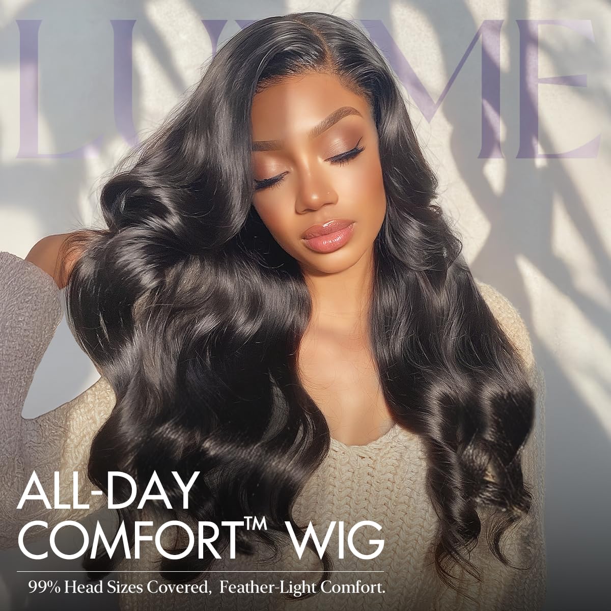 LUVME HAIR 24" glueless 7x6 HD lace wig, 200% density, loose body wave, pre-cut lace.