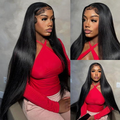 Yuccy 40" 13x4 straight lace front wig, 200% density, HD lace, glueless human hair wig.