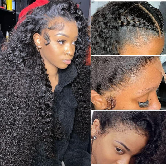 Ghotool 30" deep curly 13x6 HD lace wig, 250% density, pre-plucked, transparent lace.