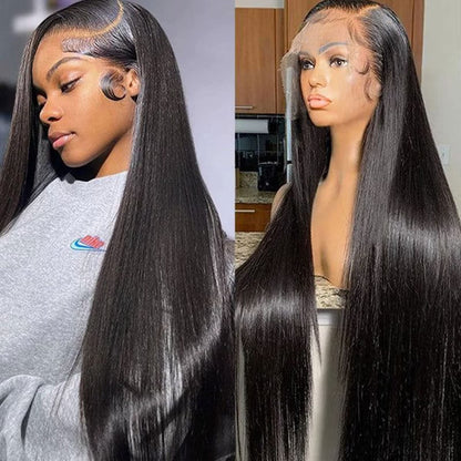 Lemoda 26" 13x6 straight HD lace wig, 200% density, ultra-thin lace, pre-plucked human hair.