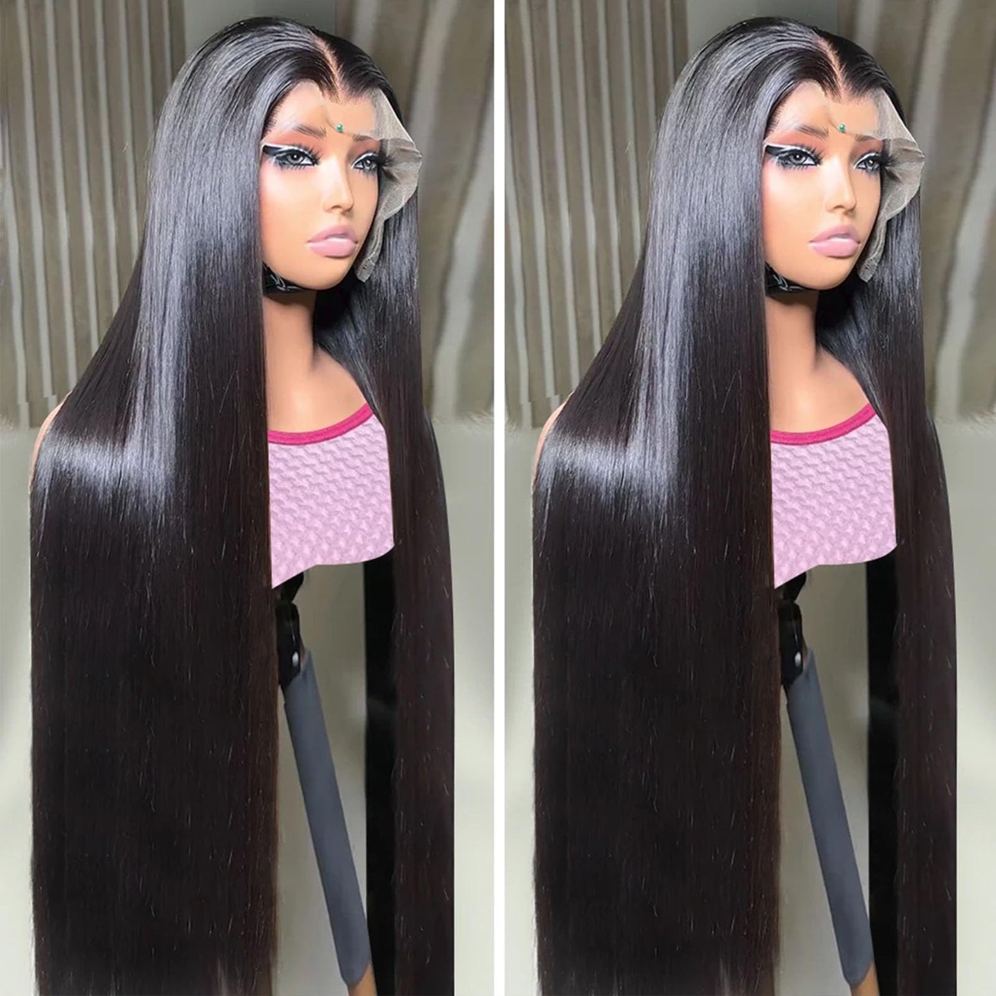 Yuccy 40" 13x4 straight lace front wig, 200% density, HD lace, glueless human hair wig.