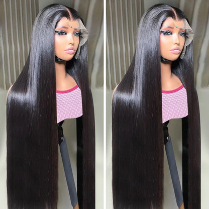 Yuccy 40" 13x4 straight lace front wig, 200% density, HD lace, glueless human hair wig.