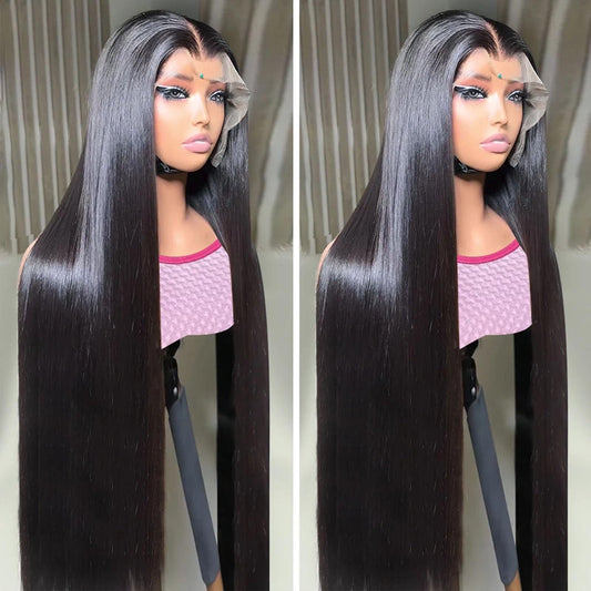 Yuccy 40" 13x4 straight lace front wig, 200% density, HD lace, glueless human hair wig.
