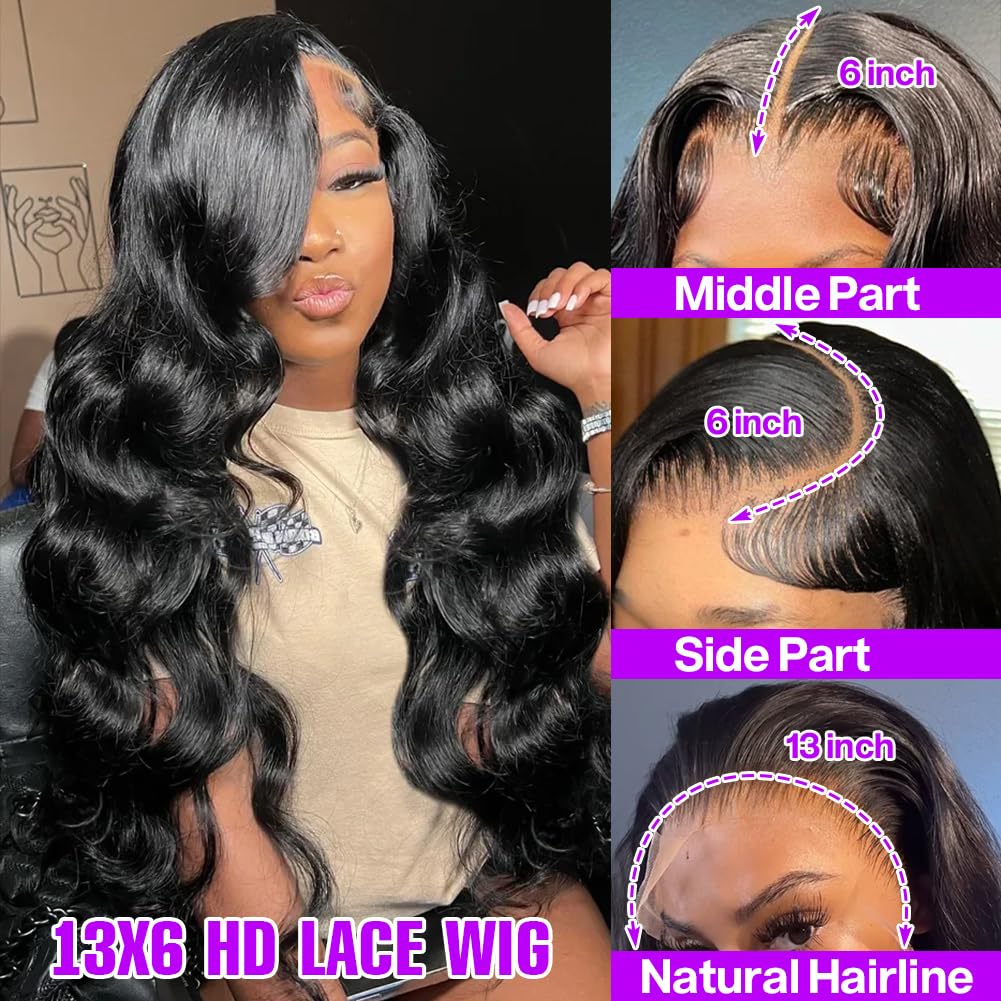 Yamikk 30" body wave 13x6 lace front wig, 180% density, HD lace, bleached knots.