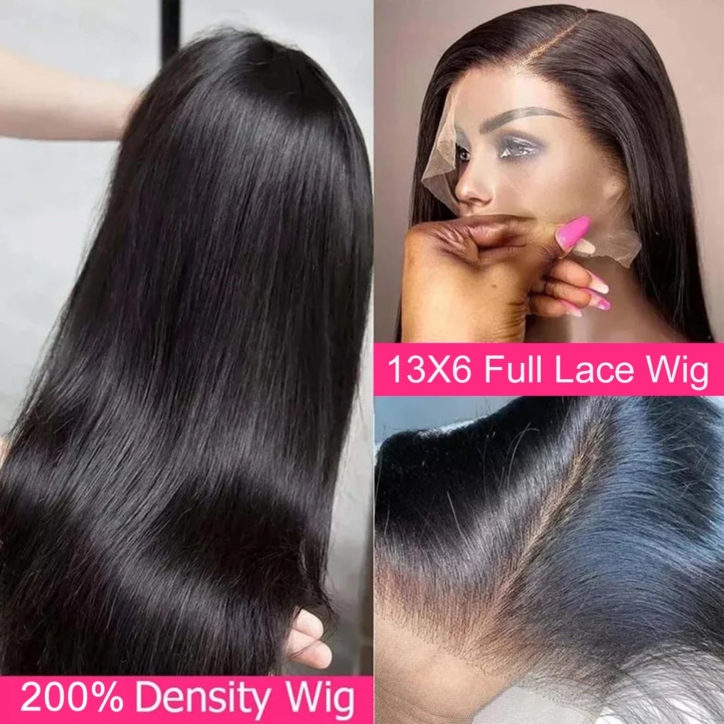 Lemoda 30" straight 13x6 lace front wig, 15A Brazilian virgin hair, HD lace, glueless.
