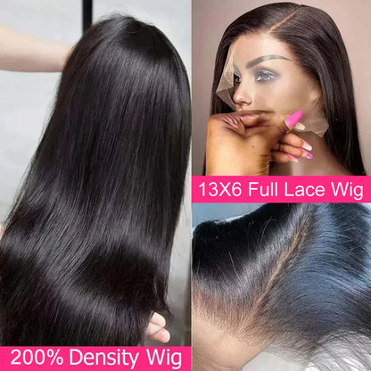 Lemoda 30" straight 13x6 lace front wig, 15A Brazilian virgin hair, HD lace, glueless.