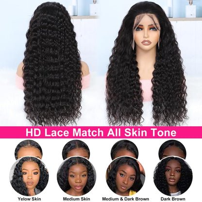 Tsiyu 30" 13x6 lace front wig, deep wave, 180% density, HD transparent lace, glueless, baby hair.