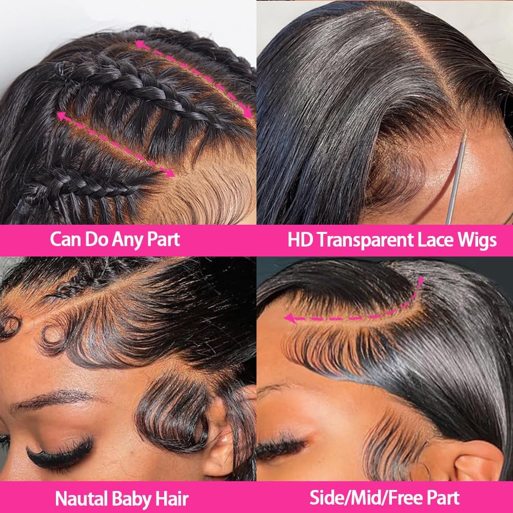 Lemoda 30" straight 13x6 lace front wig, 15A Brazilian virgin hair, HD lace, glueless.