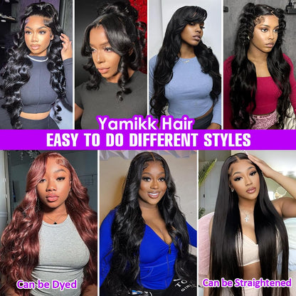 Yamikk 30" body wave 13x6 lace front wig, 180% density, HD lace, bleached knots.