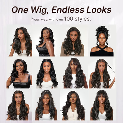 LUVME HAIR 24" glueless 7x6 HD lace wig, 200% density, loose body wave, pre-cut lace.