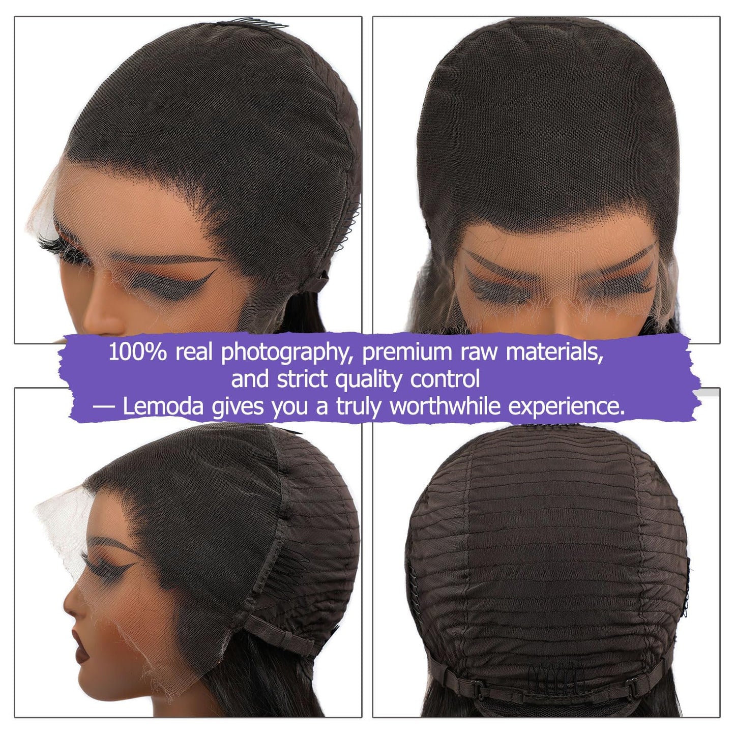 Lemoda 26" 13x6 straight HD lace wig, 200% density, ultra-thin lace, pre-plucked human hair.