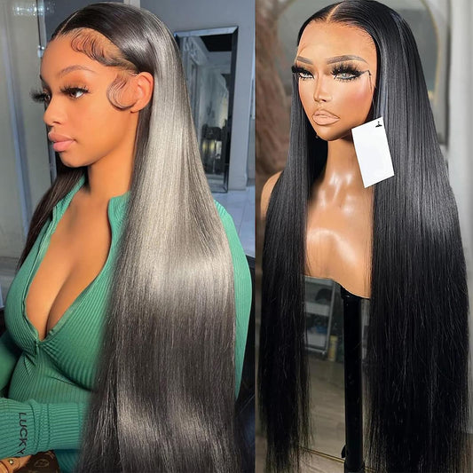 Lemoda 30" straight 13x6 lace front wig, 15A Brazilian virgin hair, HD lace, glueless.
