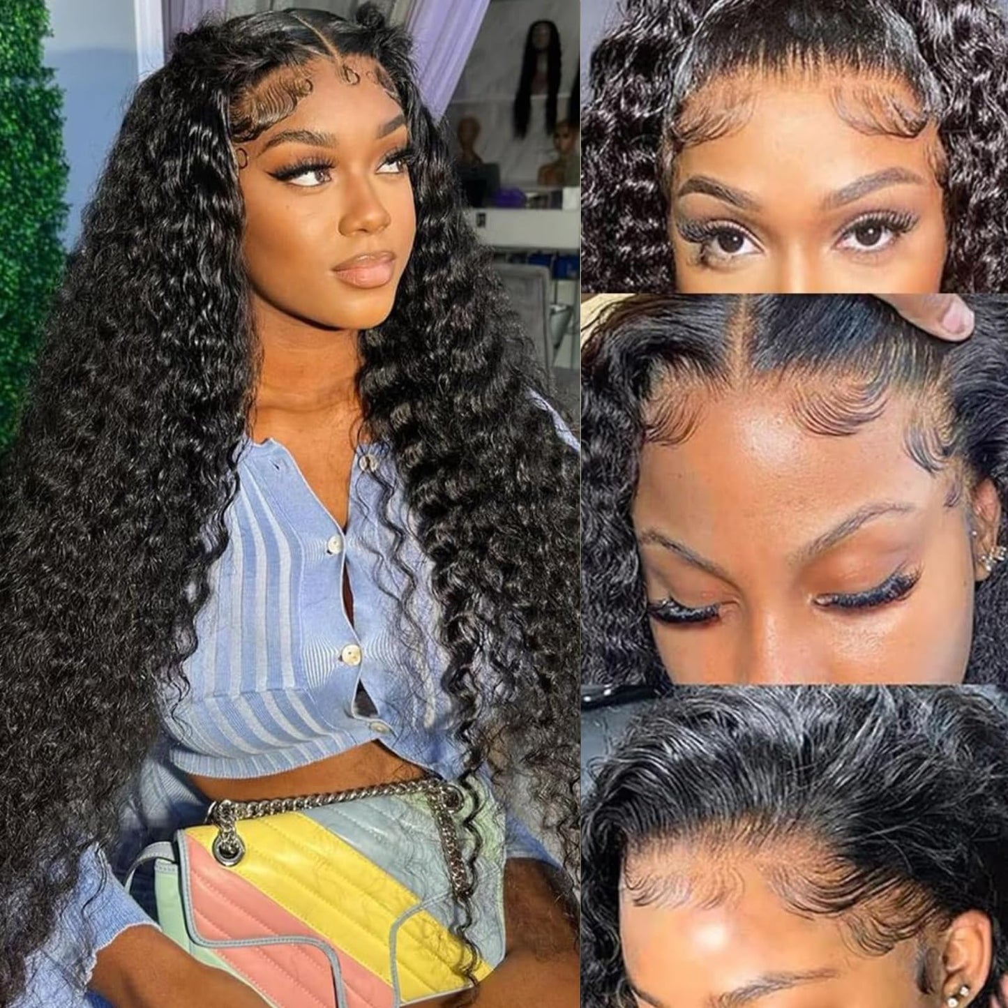 Tsiyu 30" 13x6 lace front wig, deep wave, 180% density, HD transparent lace, glueless, baby hair.