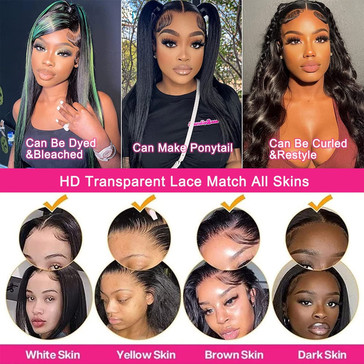 Lemoda 30" straight 13x6 lace front wig, 15A Brazilian virgin hair, HD lace, glueless.