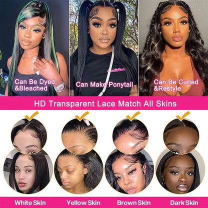 Lemoda 30" straight 13x6 lace front wig, 15A Brazilian virgin hair, HD lace, glueless.