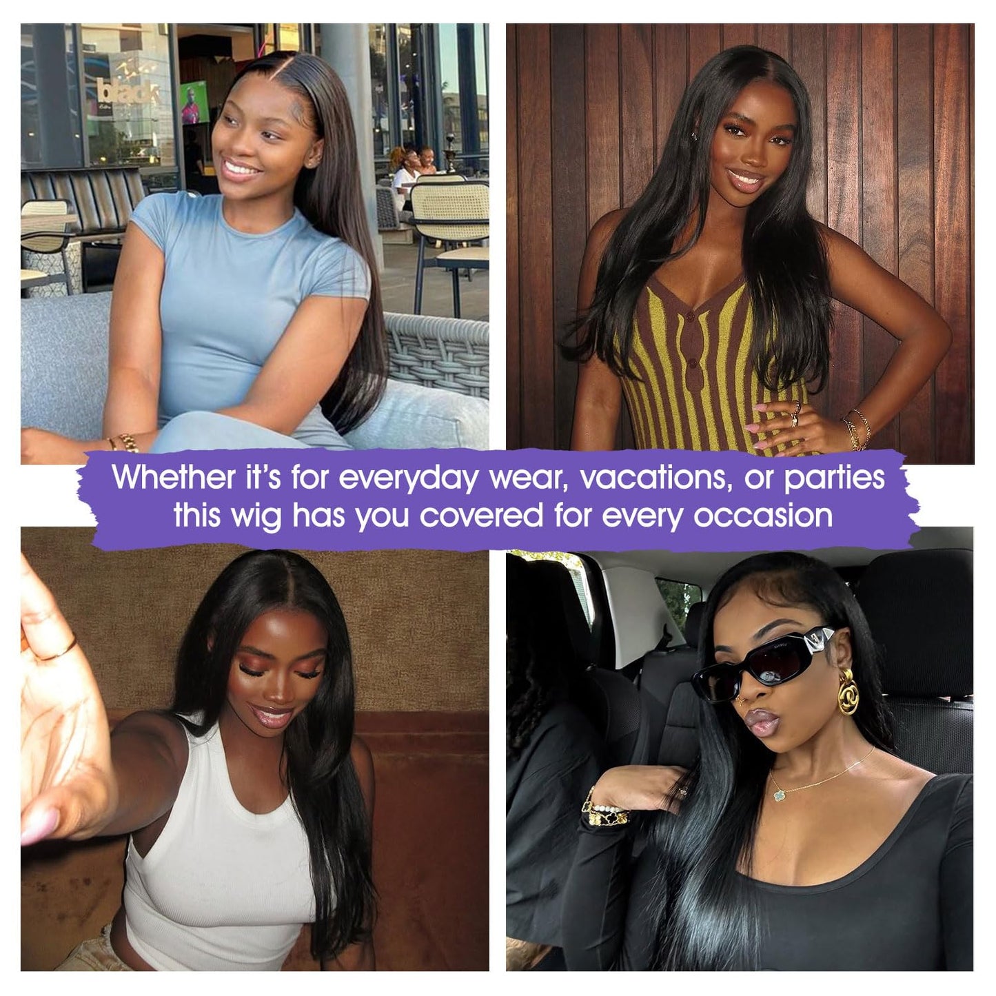 Lemoda 26" 13x6 straight HD lace wig, 200% density, ultra-thin lace, pre-plucked human hair.