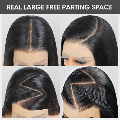 Tunfine 40" straight 13x6 HD lace wig, 200% density, drawstring glueless, pre-plucked.