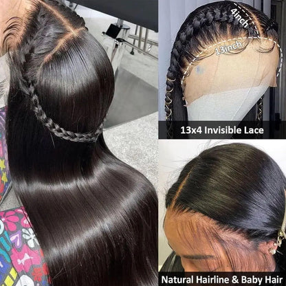 Yuccy 40" 13x4 straight lace front wig, 200% density, HD lace, glueless human hair wig.