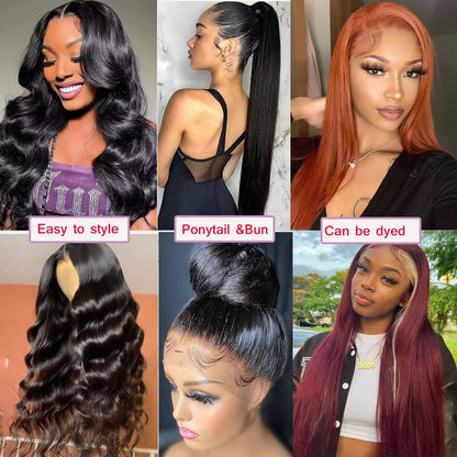 Lemoda 26" 13x6 straight HD lace wig, 200% density, ultra-thin lace, pre-plucked human hair.