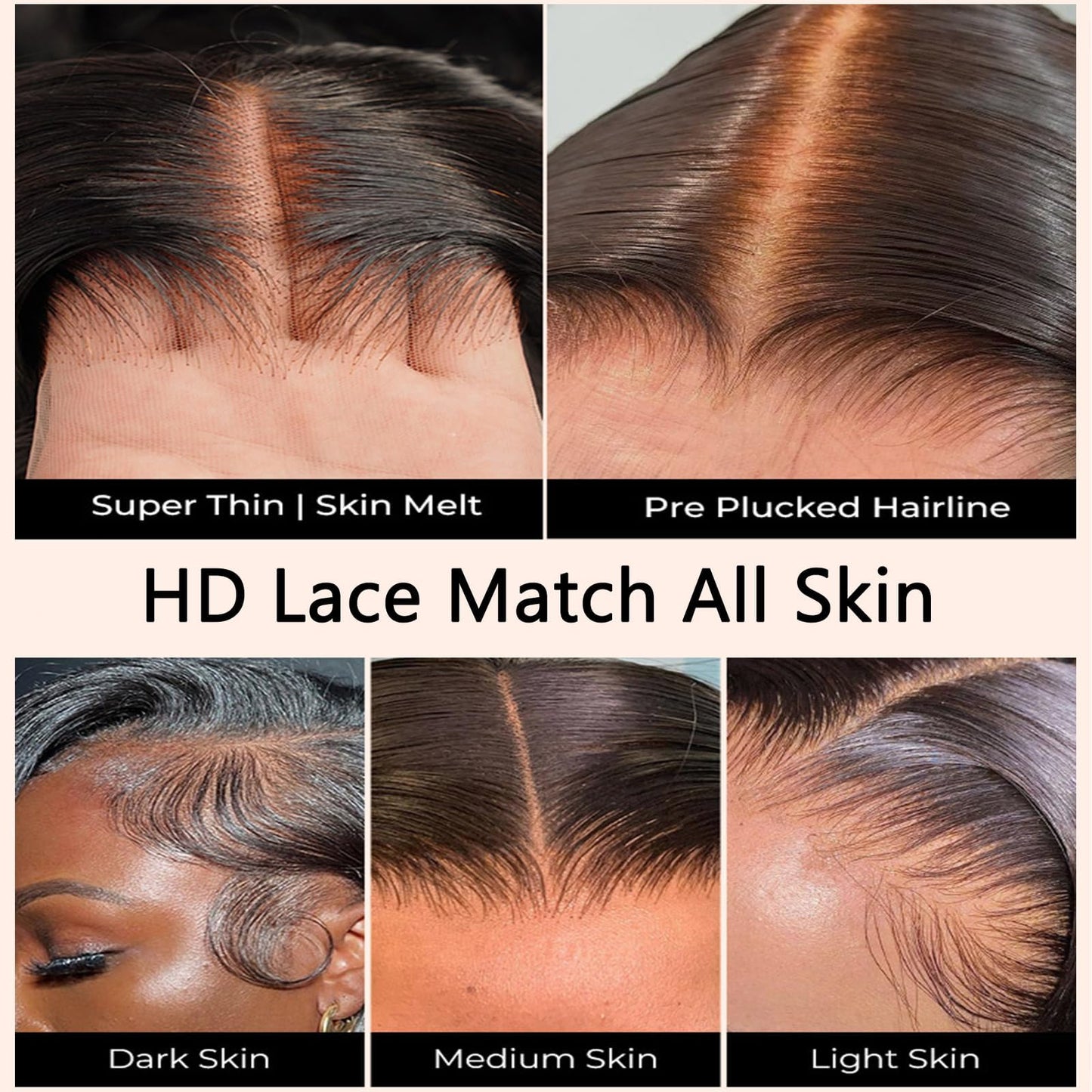 Tunfine 40" straight 13x6 HD lace wig, 200% density, drawstring glueless, pre-plucked.