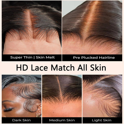 Tunfine 40" straight 13x6 HD lace wig, 200% density, drawstring glueless, pre-plucked.