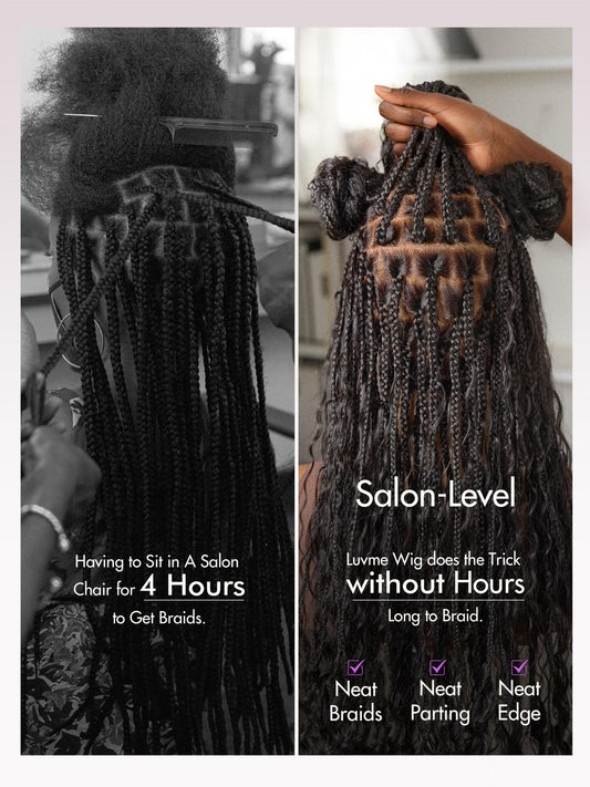 LUVME HAIR 26" boho braided lace wig, 200% density, salon-level blend, drawstring cap, pre-cut lace.