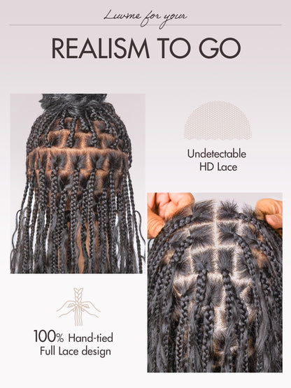 LUVME HAIR 26" boho braided lace wig, 200% density, salon-level blend, drawstring cap, pre-cut lace.