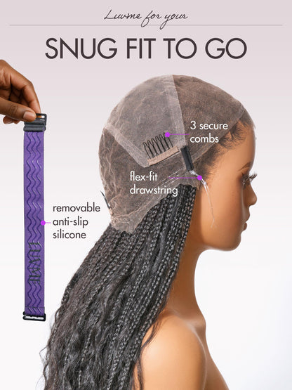 LUVME HAIR 26" boho braided lace wig, 200% density, salon-level blend, drawstring cap, pre-cut lace.